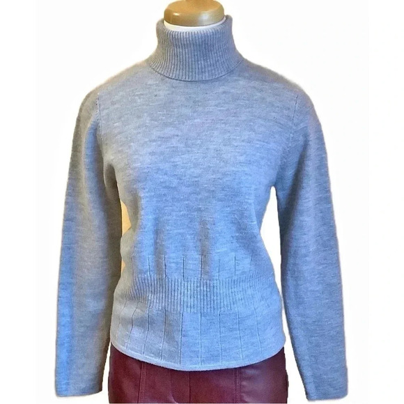 MERCER & MADISON Gray Merino Wool Knit Turtleneck Size M - Picture 1 of 12